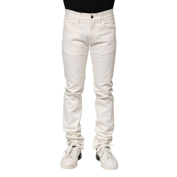 Dolce & Gabbana White Cotton Skinny Men Denim Men's Jeans (Pre-Owned)